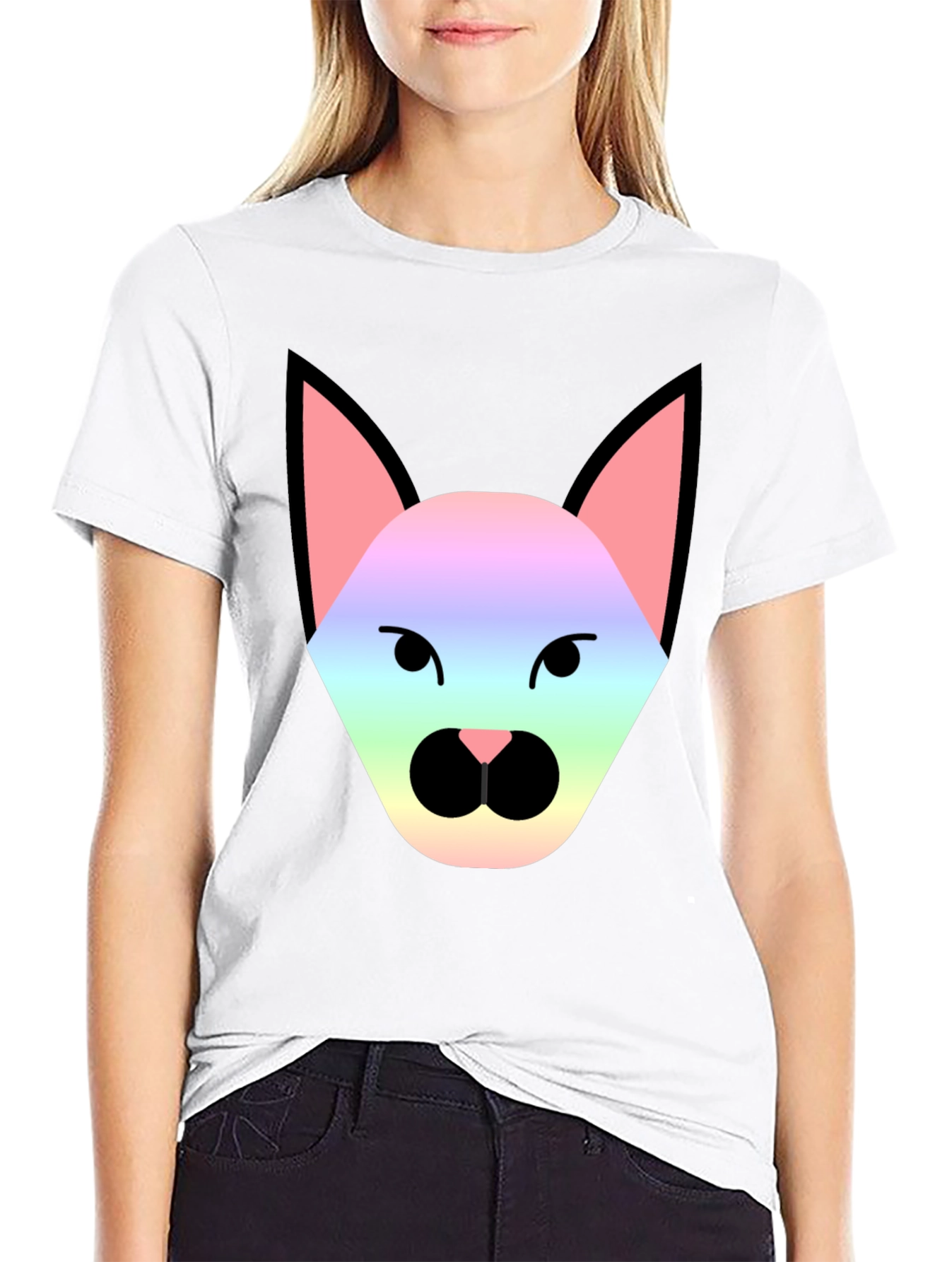 Black Rainbow Cat Graphic Tee - Unisex Black T-Shirt view 9