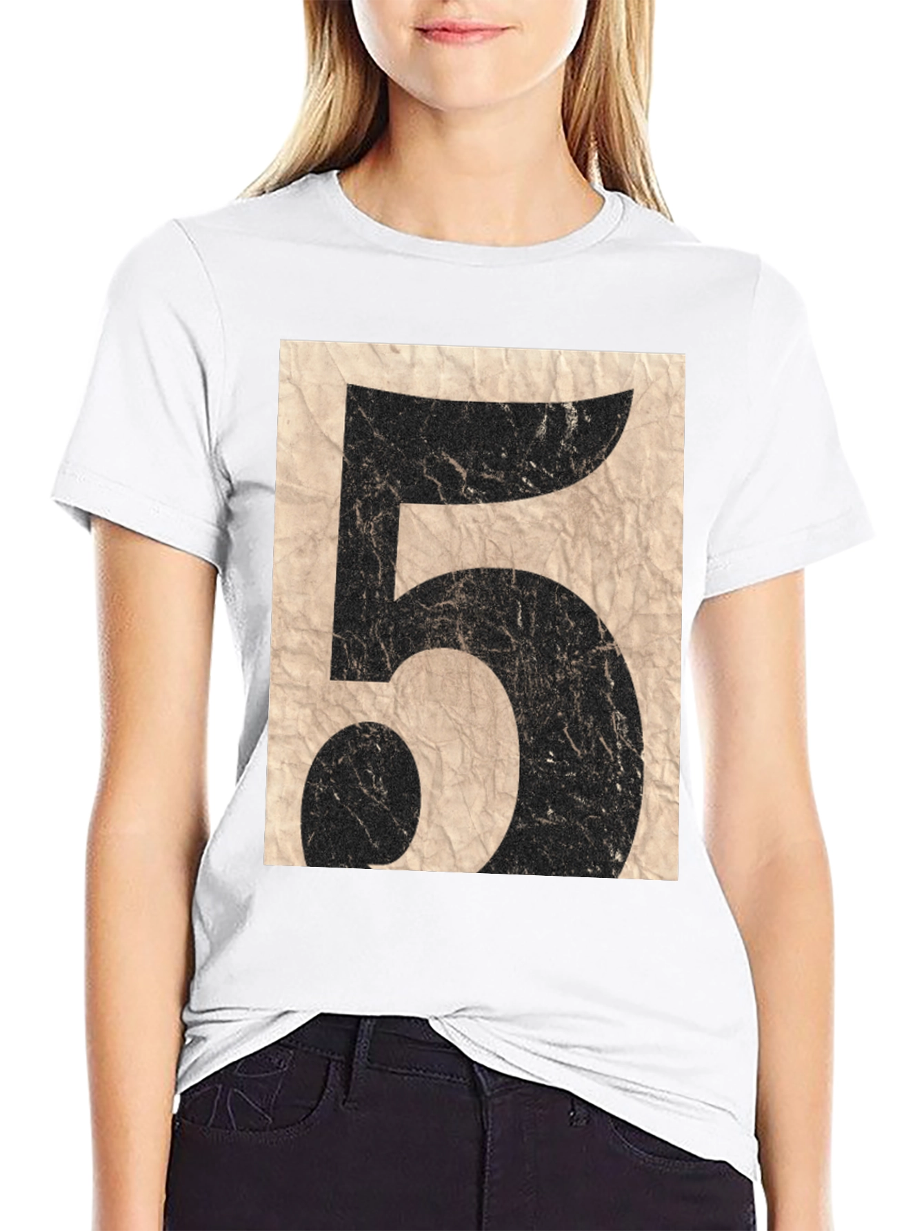 Black Vintage Number 5 Graphic T-Shirt view 9