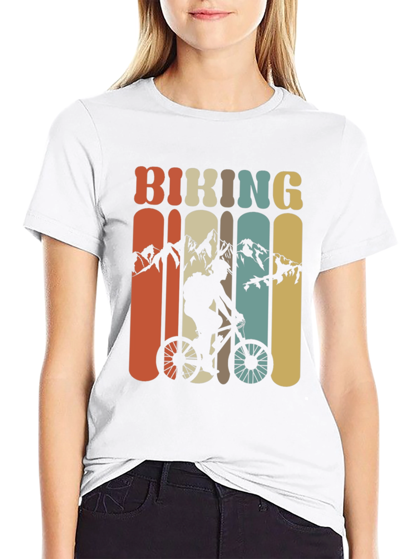 Black Retro Biking T-Shirt - Mountain Bike Adventure Tee view 9