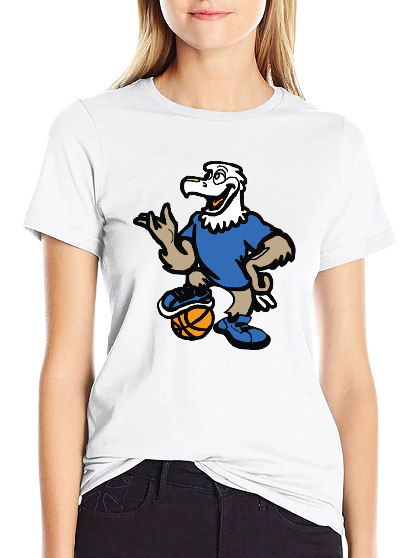 Black Cartoon Eagle Basketball T-Shirt view 9