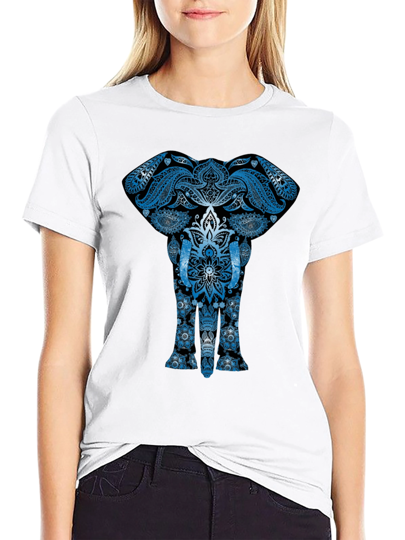 Black Elephant Mandala Graphic Tee - Unique Design view 9