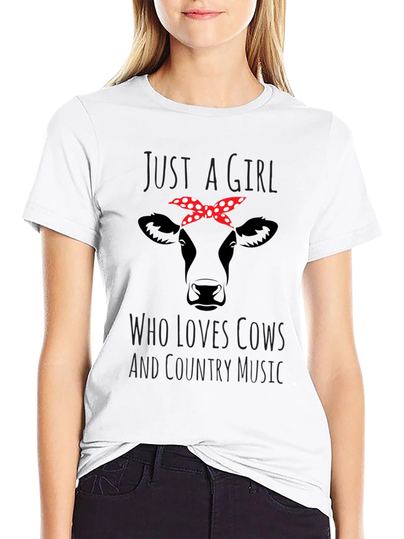Black Just a Girl Who Loves Cows T-Shirt view 9
