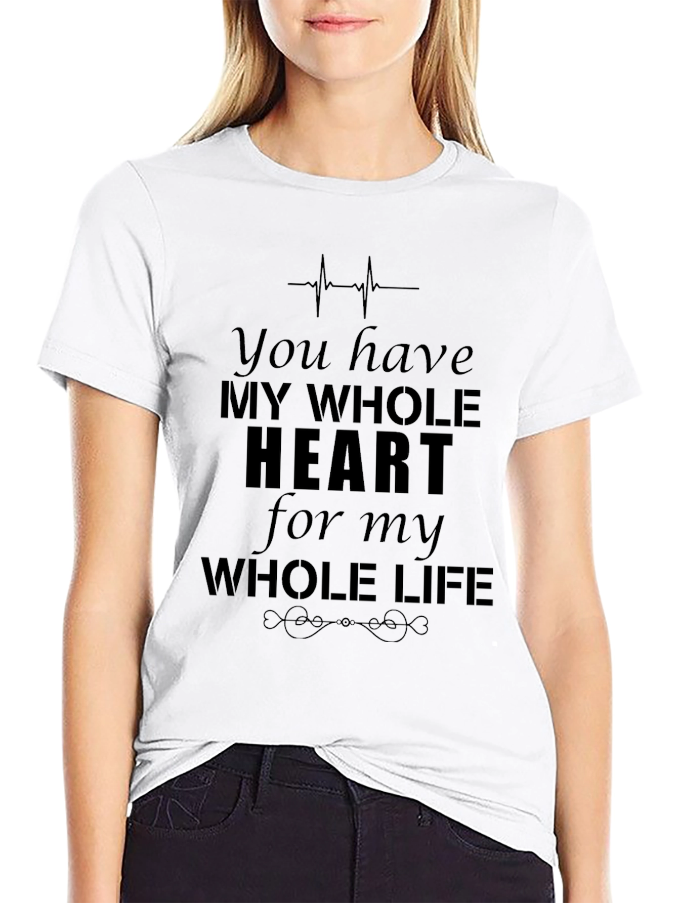 Black My Whole Heart Graphic Tee - Black Crew Neck view 9