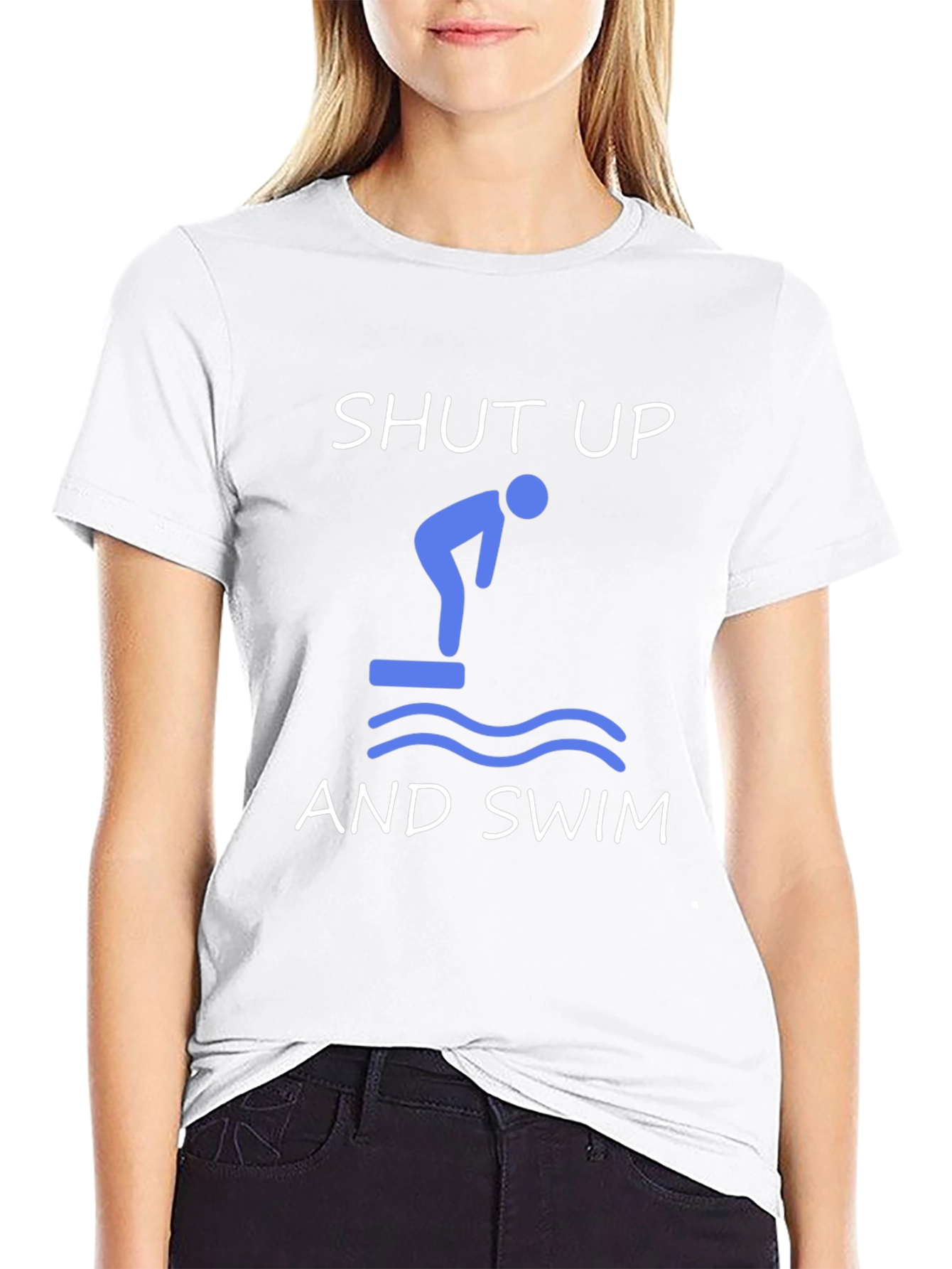 Black Shut Up and Swim T-Shirt - Funny Swimmer Tee view 9