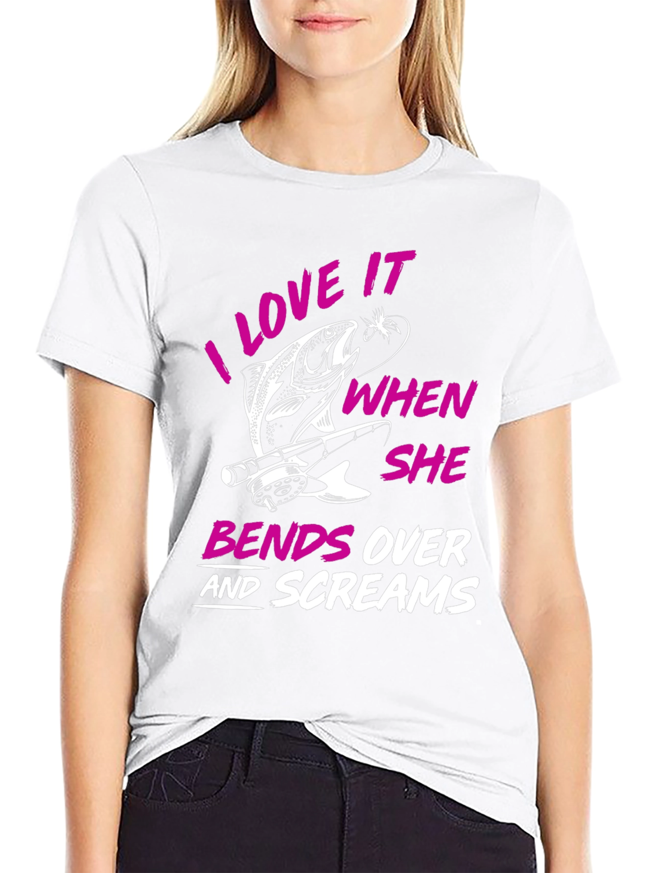 Black Fishing Humor T-Shirt: I Love It When She Bends Over view 9
