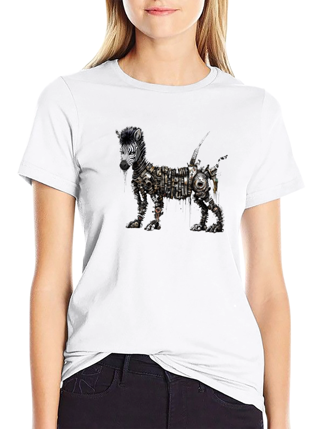 Black Steampunk Zebra Black T-Shirt view 9