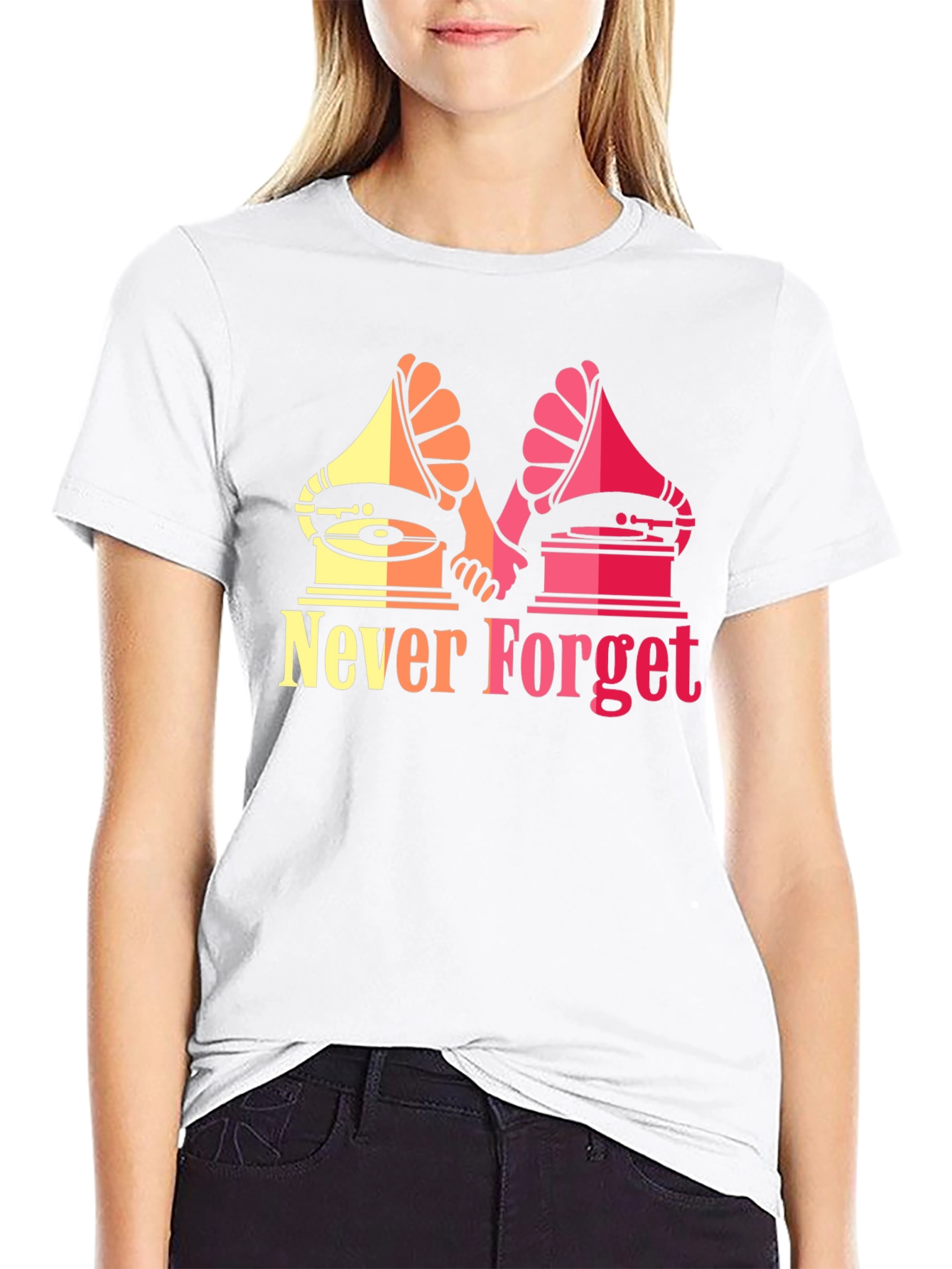 Black Retro Music Never Forget Graphic T-Shirt view 9