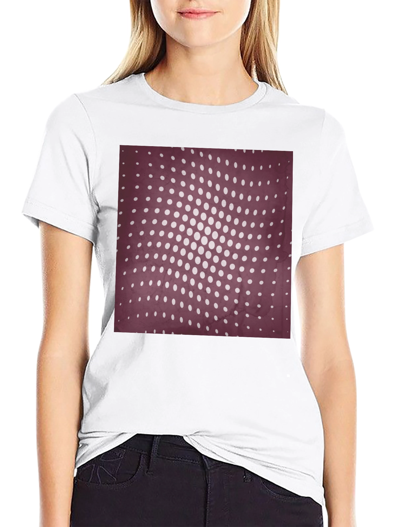 Black Retro Dot Pattern Black T-Shirt view 9