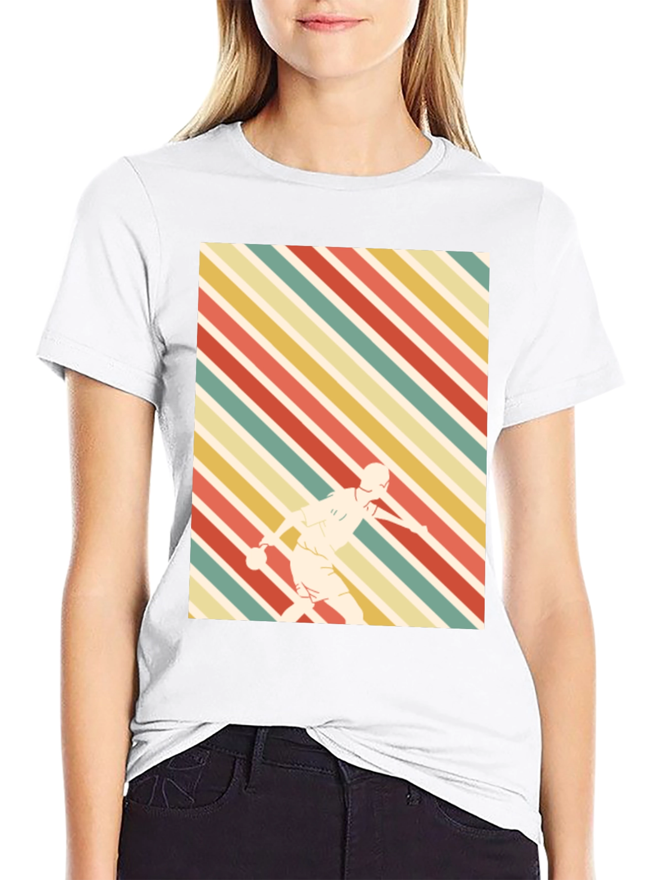 Black Retro Sports Tee - Striped Player Graphic view 9