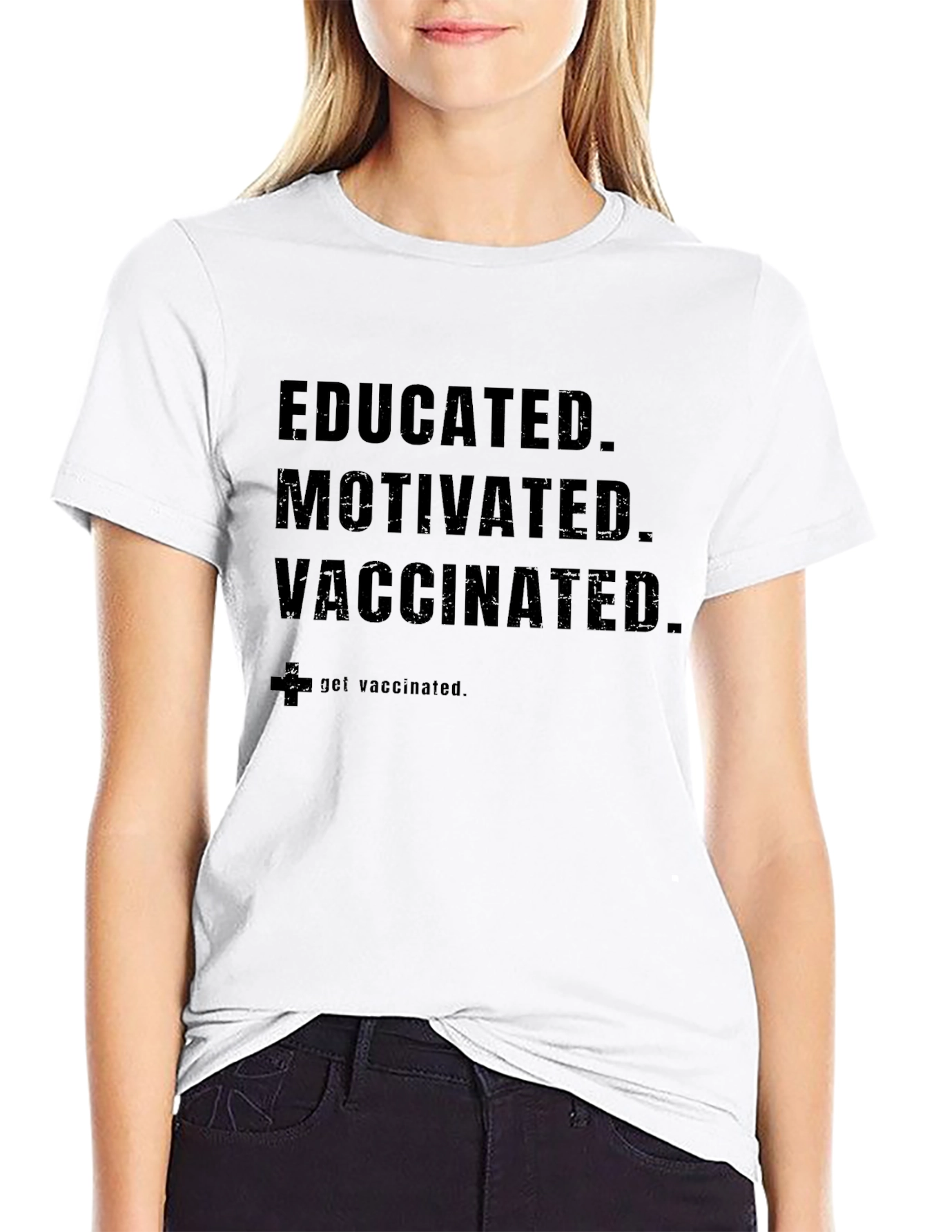 Black Educated Motivated Vaccinated Graphic Tee view 9