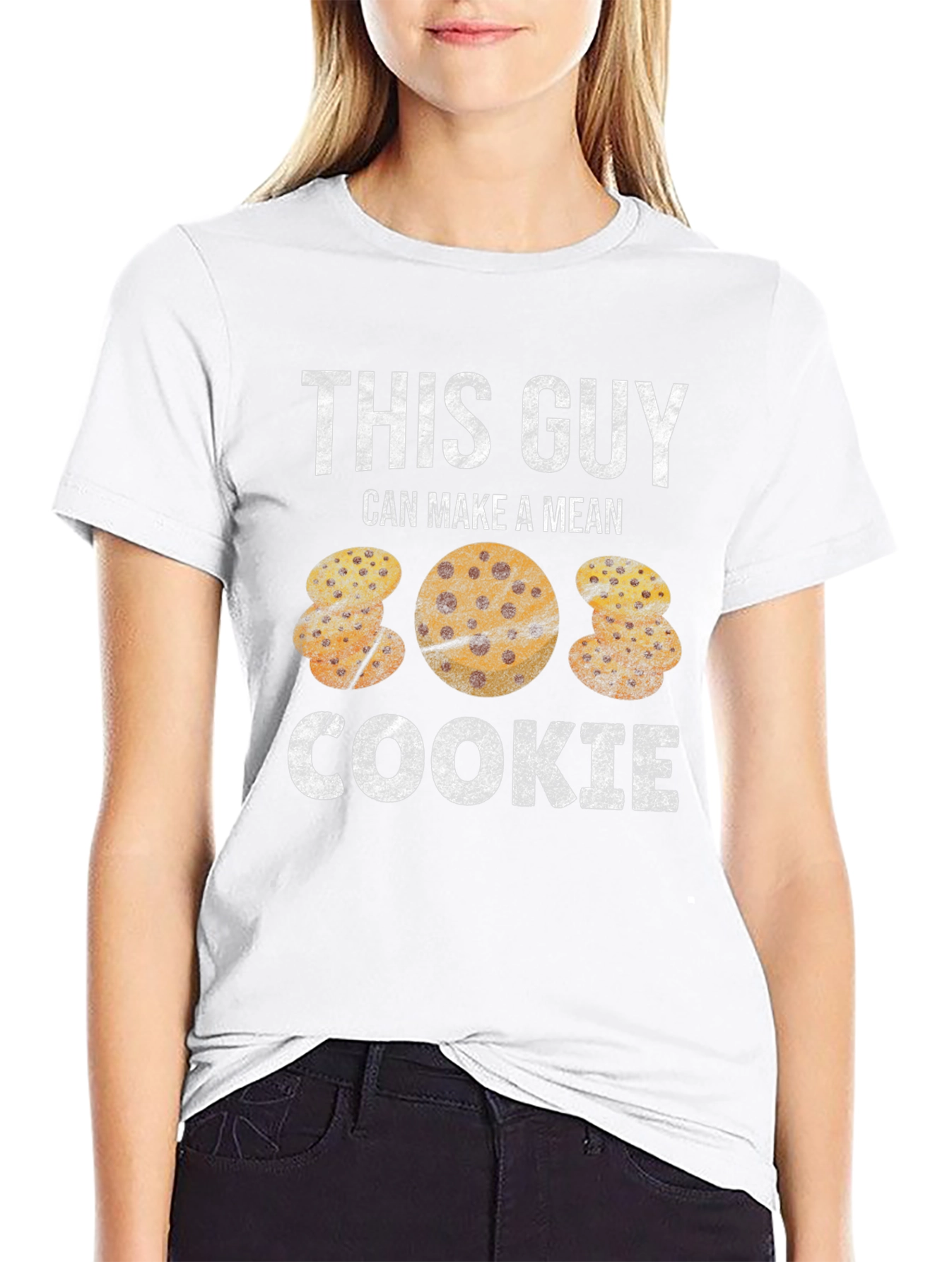 Black Funny Cookie T-Shirt - "This Guy Makes a Mean Cookie" view 9