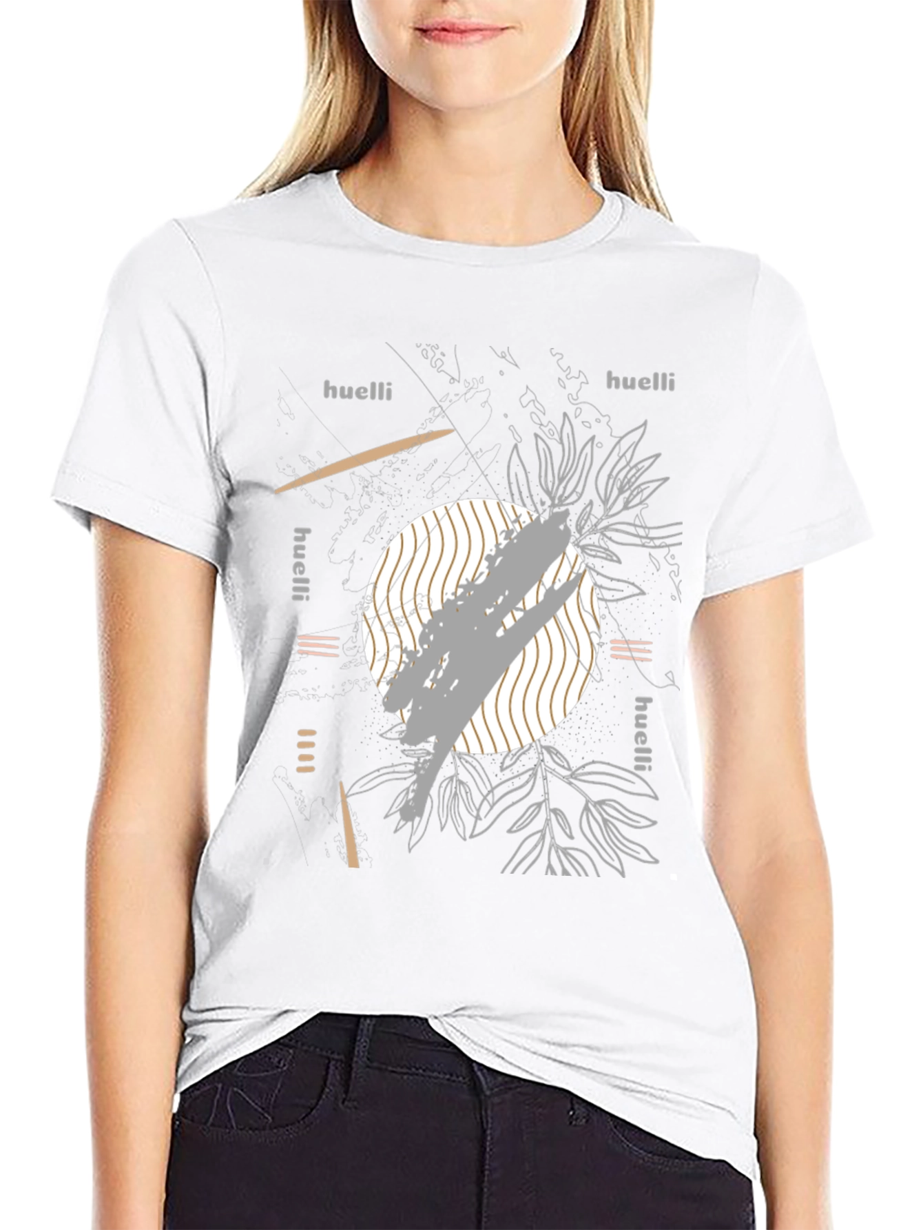 Black Abstract Graphic Tee - Modern Art T-Shirt view 9