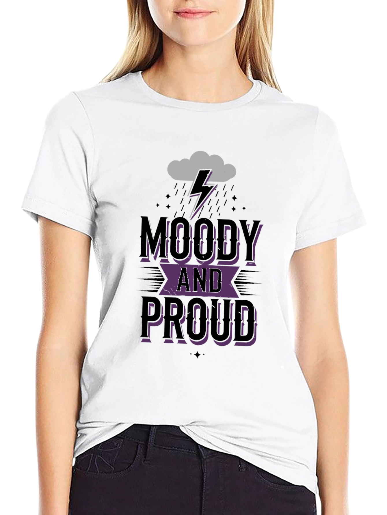 Black Moody and Proud Graphic Tee - Black Cotton T-Shirt view 9