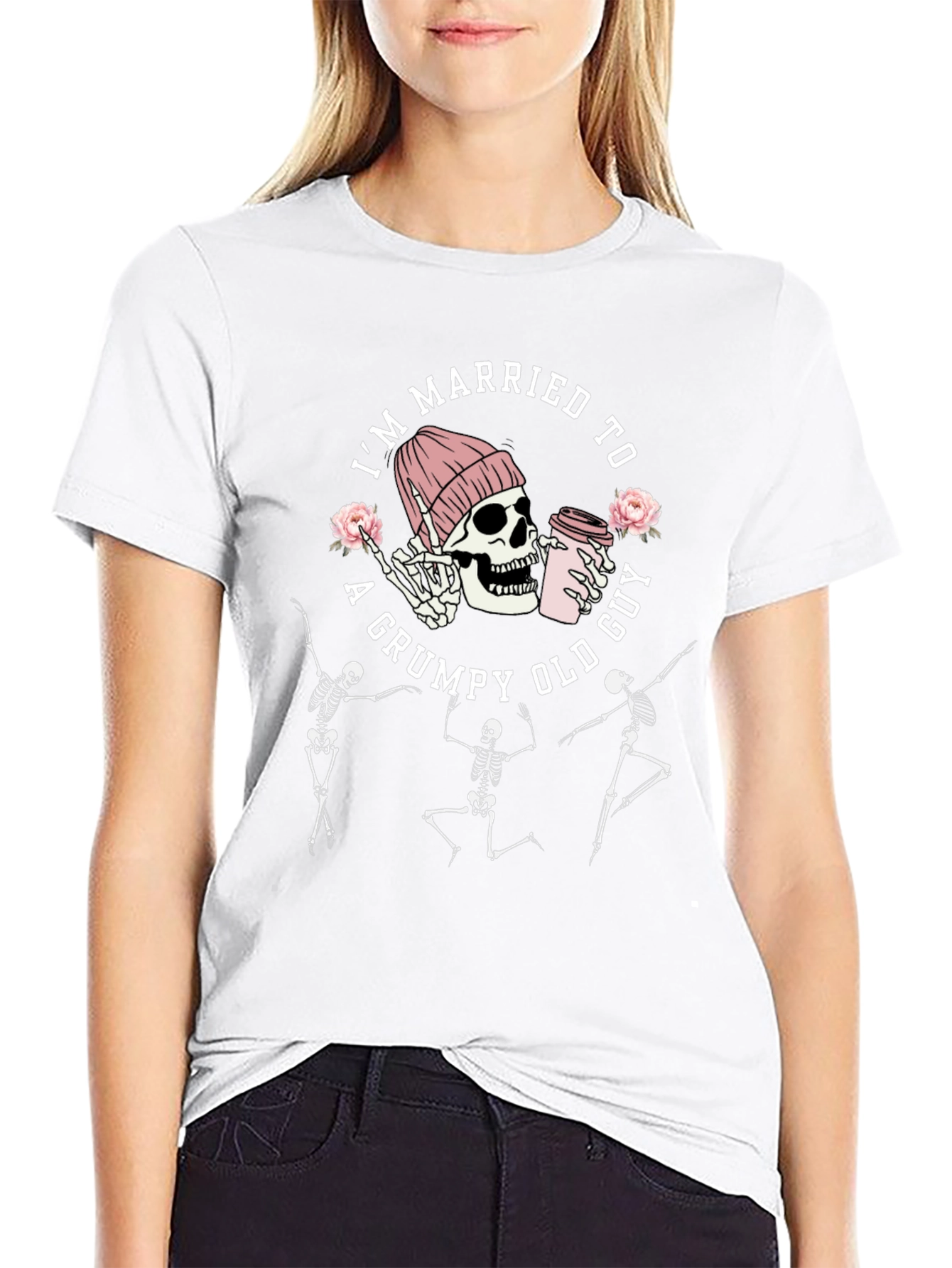 Black Grumpy Old Guy Skeleton Graphic T-Shirt view 9