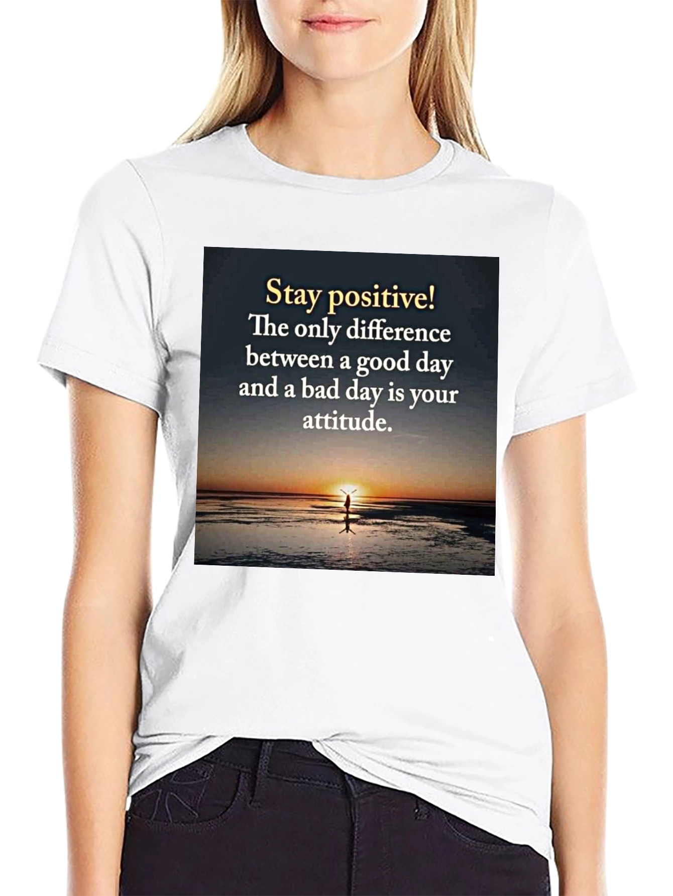 Black Stay Positive Graphic Tee - Inspirational T-Shirt view 9