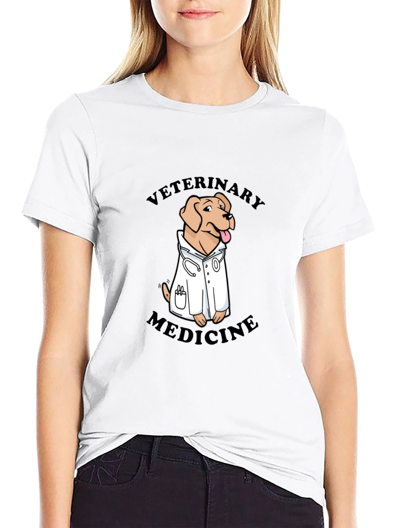 Black Veterinary Medicine Dog T-Shirt - Black Cotton Blend view 9