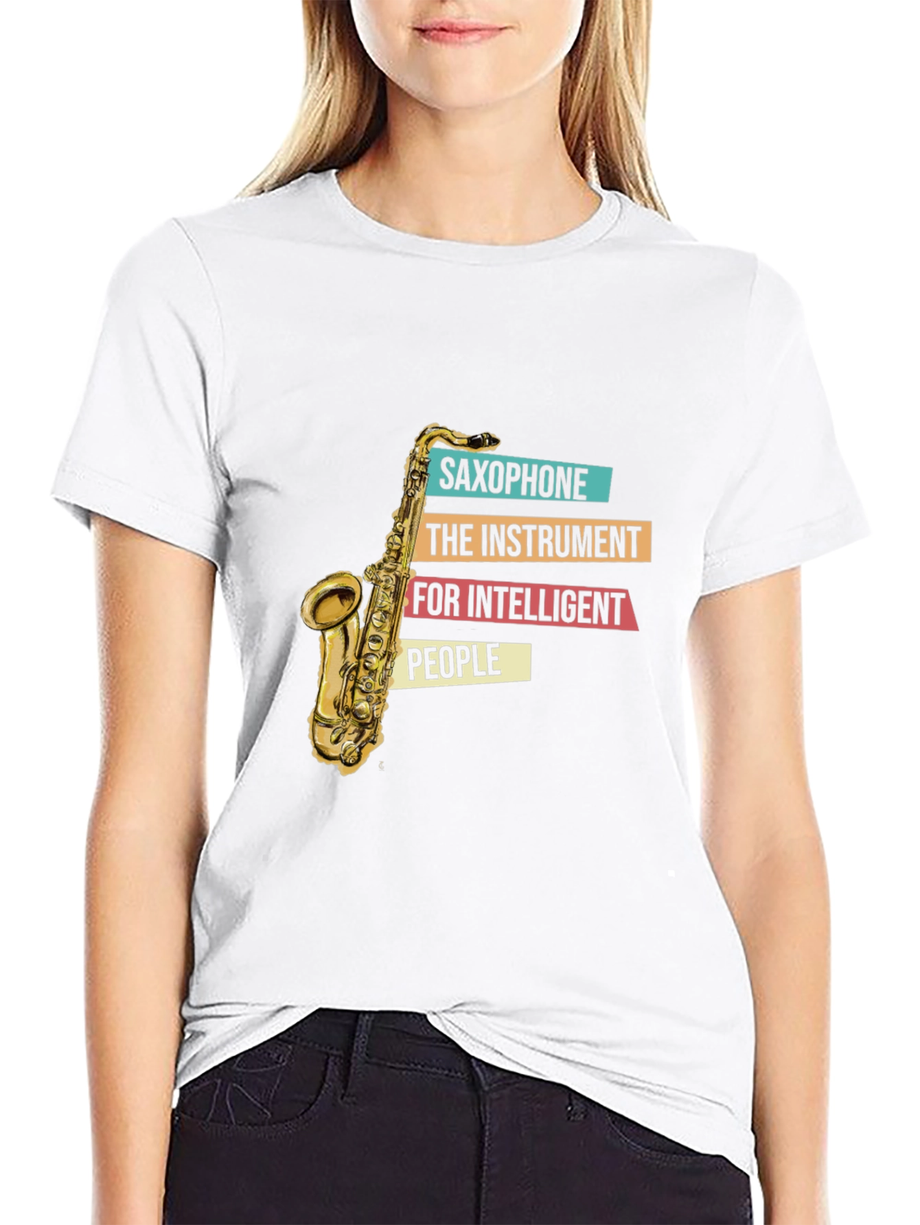 Black Saxophone Instrument T-Shirt view 9
