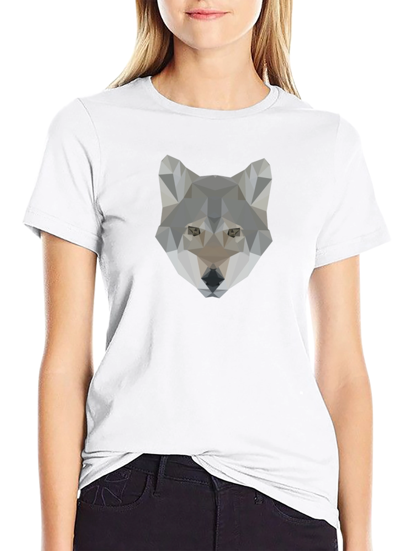 Black Geometric Wolf Graphic Tee - Cool Minimalist Design view 9