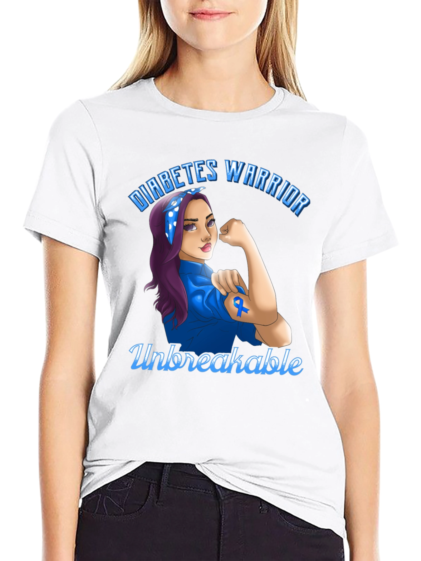 Black Diabetes Warrior T-Shirt - Unbreakable Strength view 9