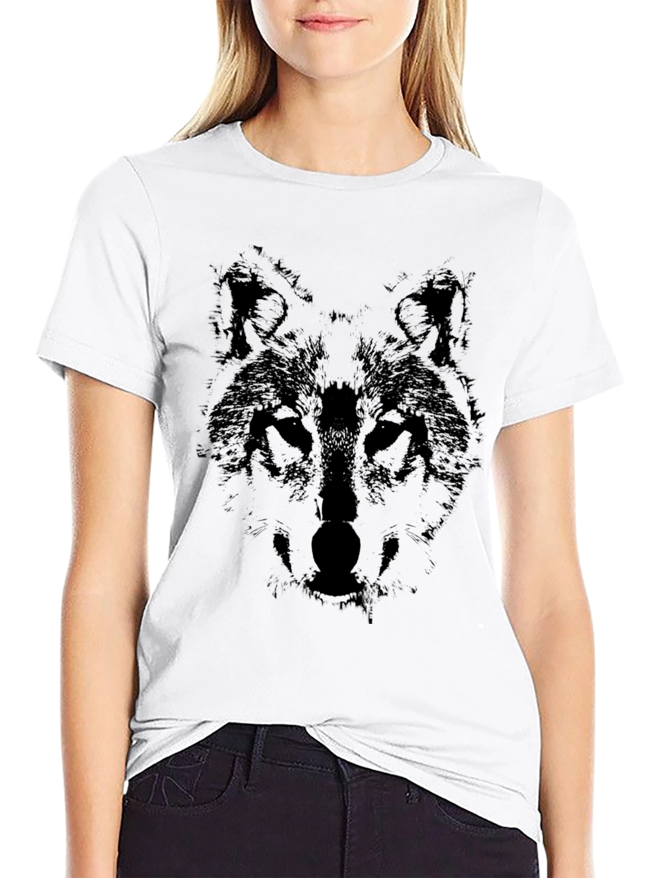 Black Wolf Graphic Black T-Shirt view 9
