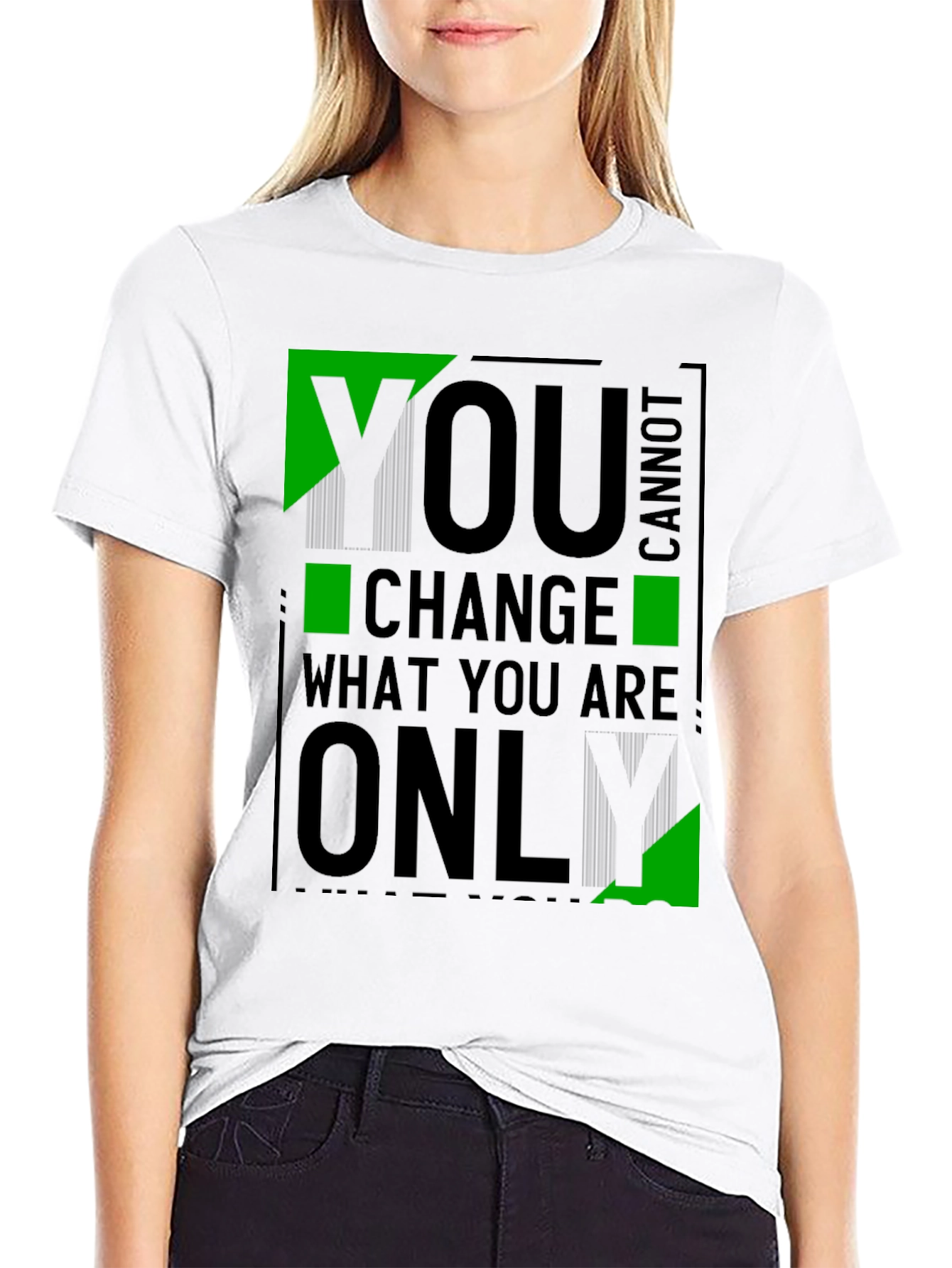 Black Men's "You Cannot Change What You Are Only" Graphic Tee view 9