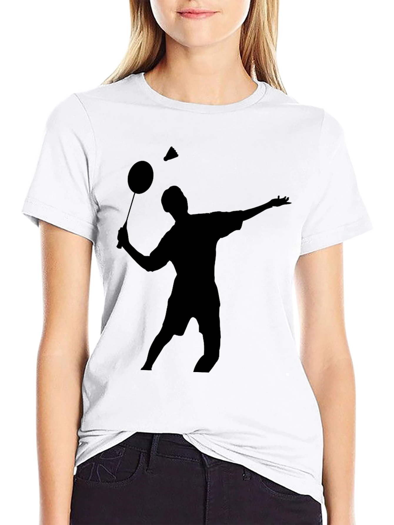 Black Badminton Player Graphic Tee - Black view 9