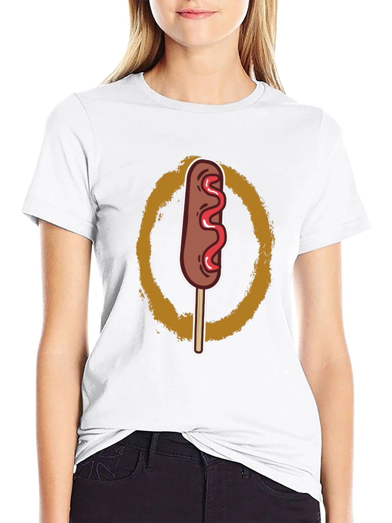 Black Corn Dog Graphic Tee - Fun Novelty T-Shirt view 9
