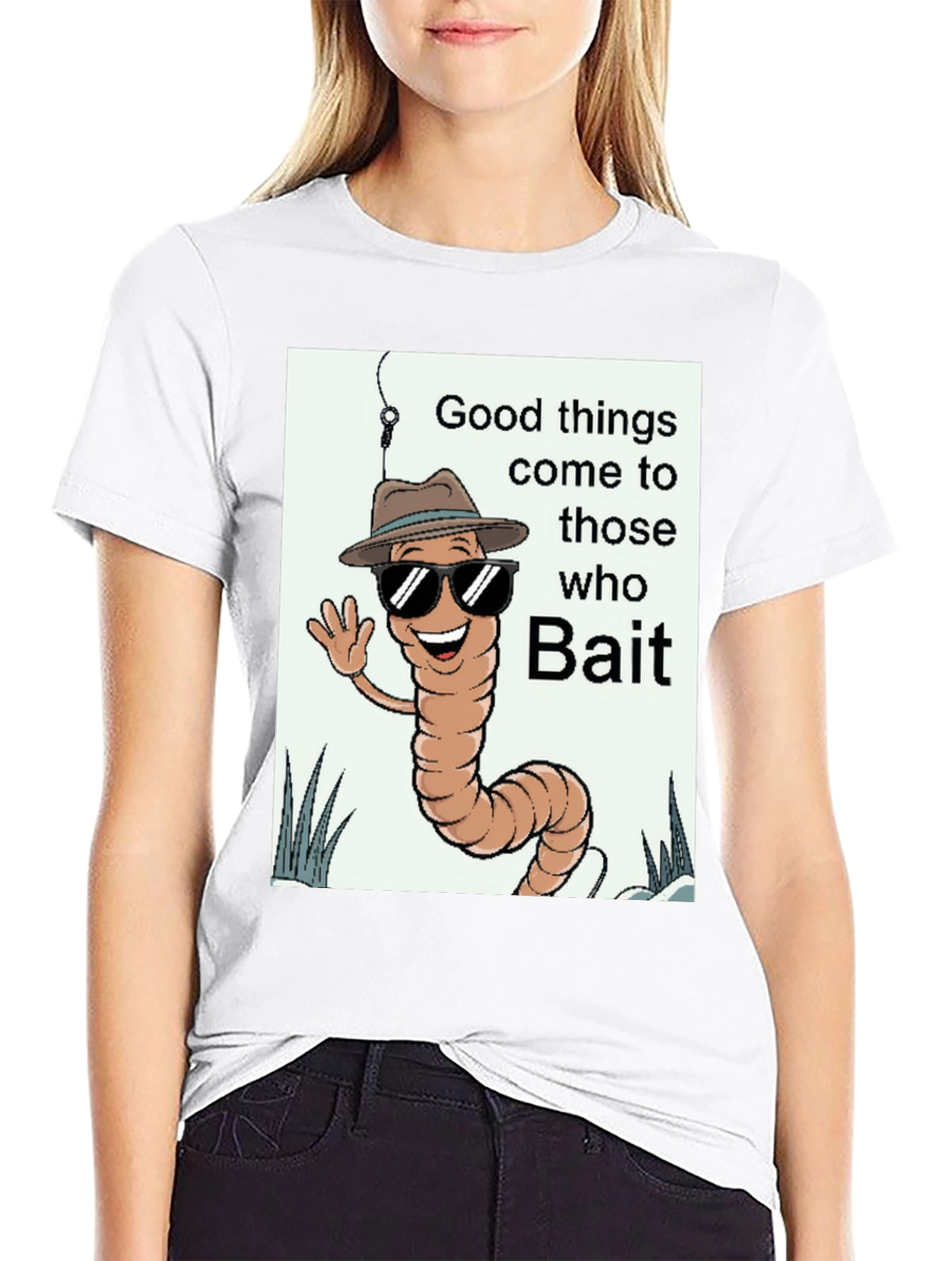 Black Good Things Come to Those Who Bait T-Shirt view 9