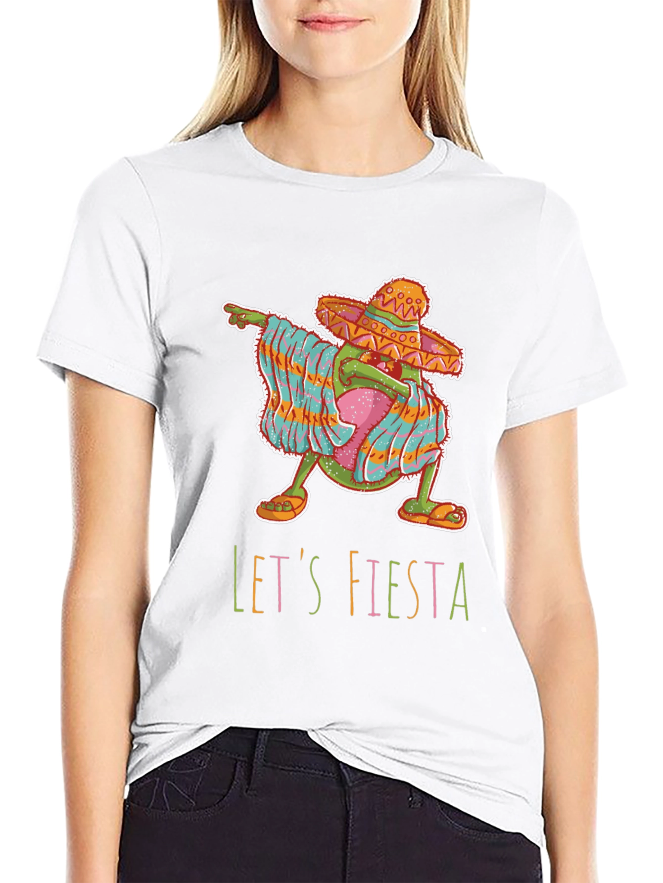 Black Let's Fiesta Avocado Graphic T-Shirt view 9