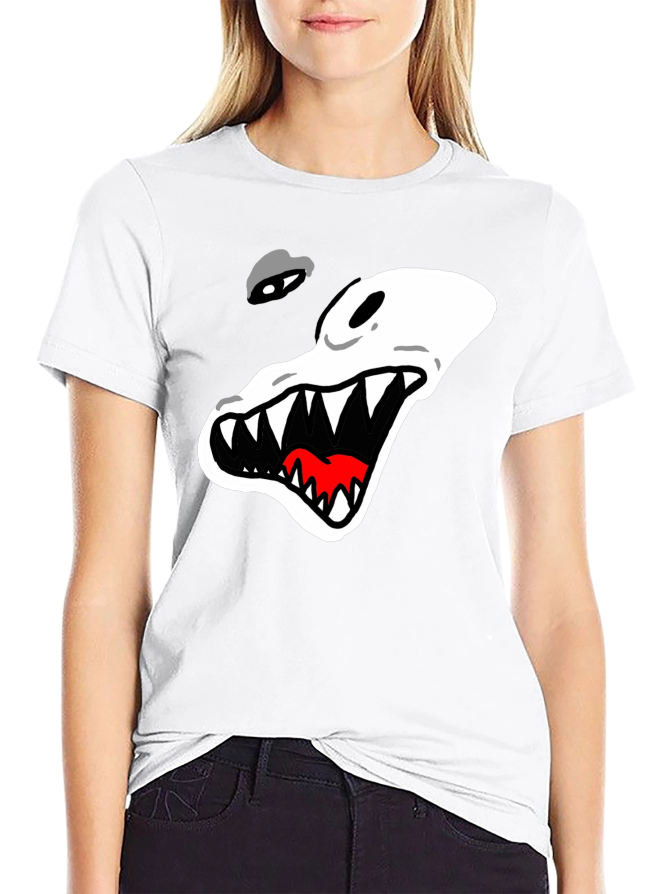 Black Men's Black T-Shirt with Cartoon Alligator Graphic view 9