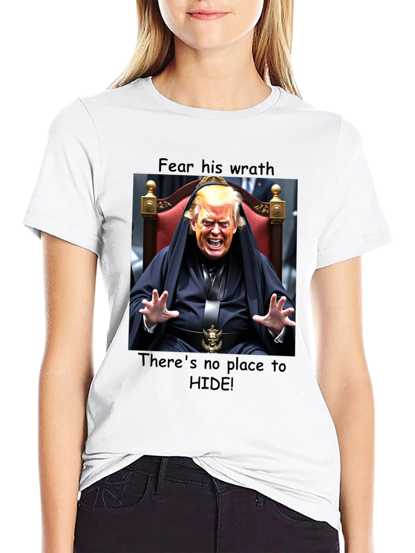 Black Fear His Wrath Trump T-Shirt view 9