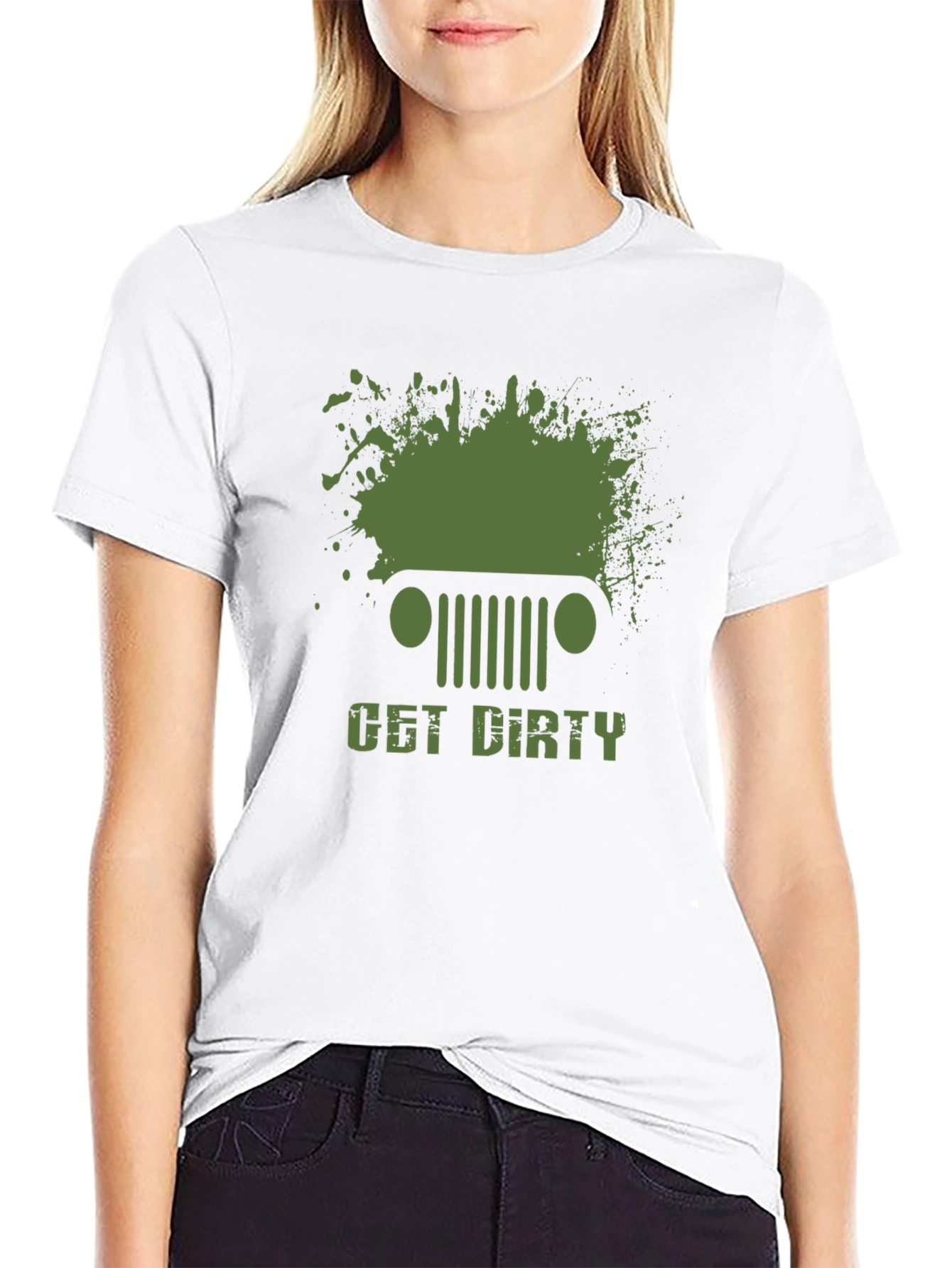 Black Get Dirty Jeep Graphic Men's T-Shirt view 9