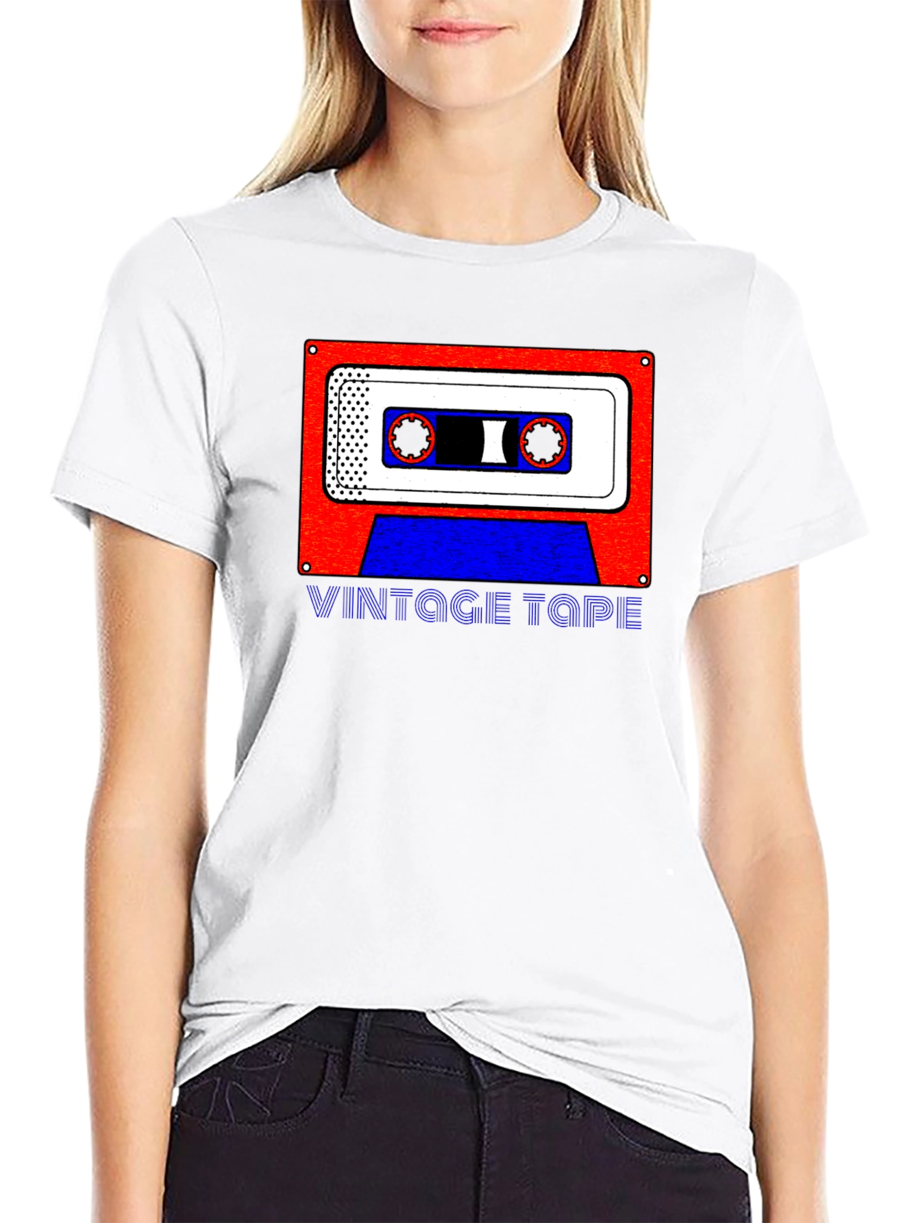 Black Vintage Tape Graphic Tee - Retro Style view 9