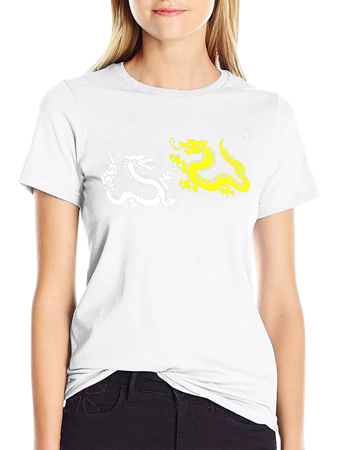 Black Yin Yang Dragon Graphic Tee - Black view 9
