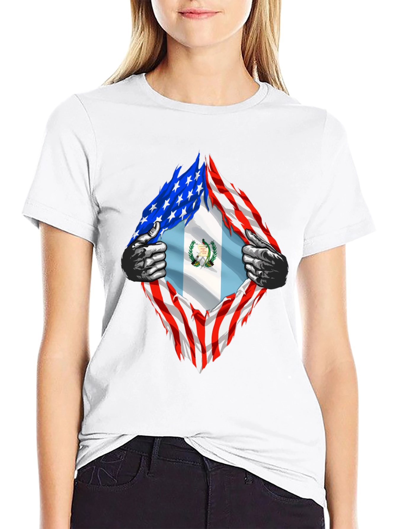 Black USA Guatemala Flag T-Shirt view 9