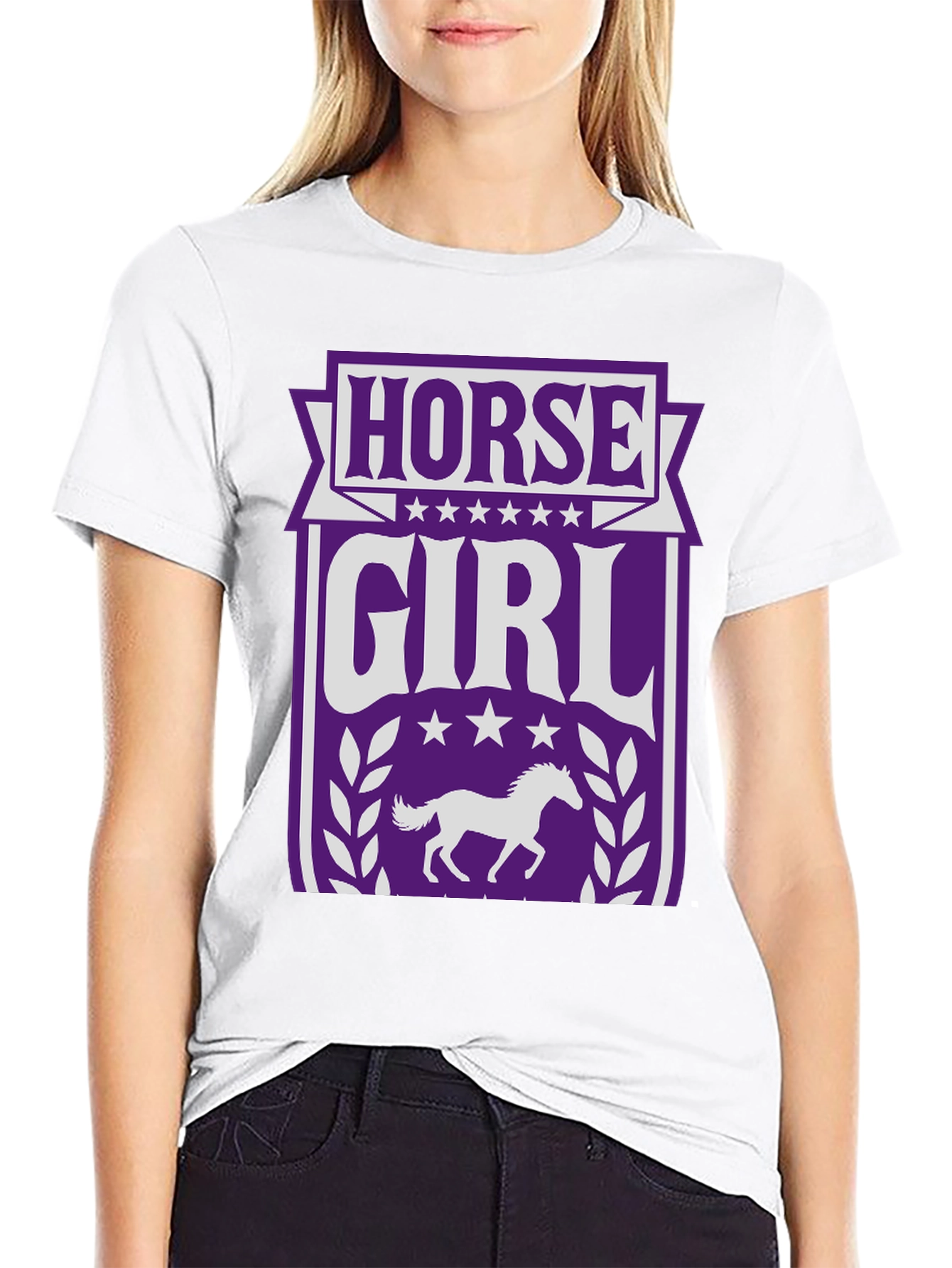 Black Horse Girl Graphic Tee - Equestrian T-Shirt view 9