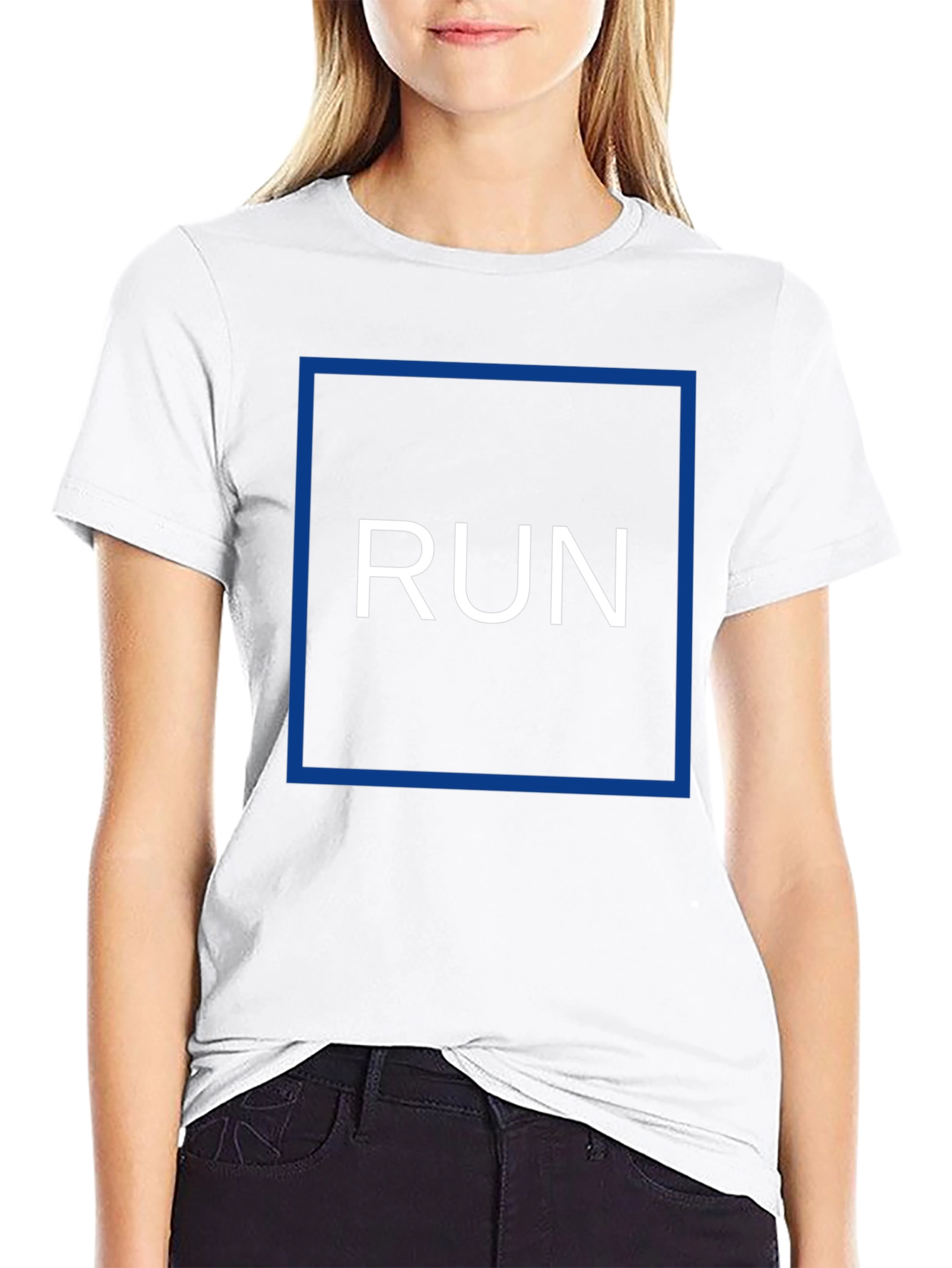 Black Run Graphic Tee - Black Cotton Blend T-Shirt view 9