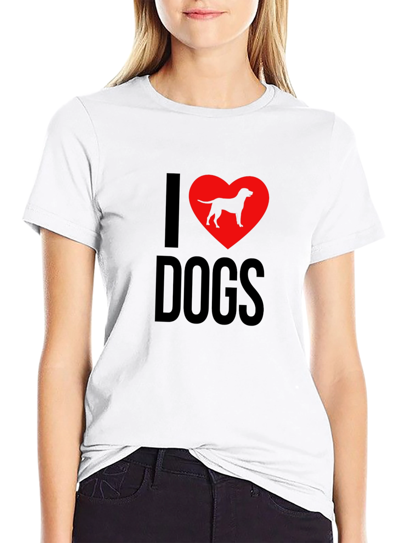 Black I Love Dogs T-Shirt - Dog Breed Heart Design view 9
