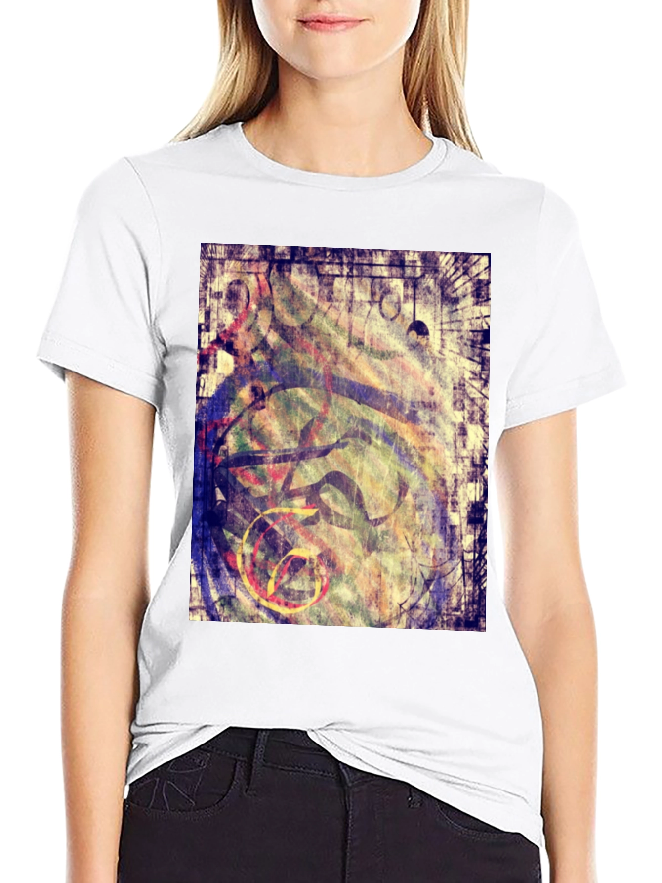 Black Abstract Graphic Print Black T-Shirt view 9