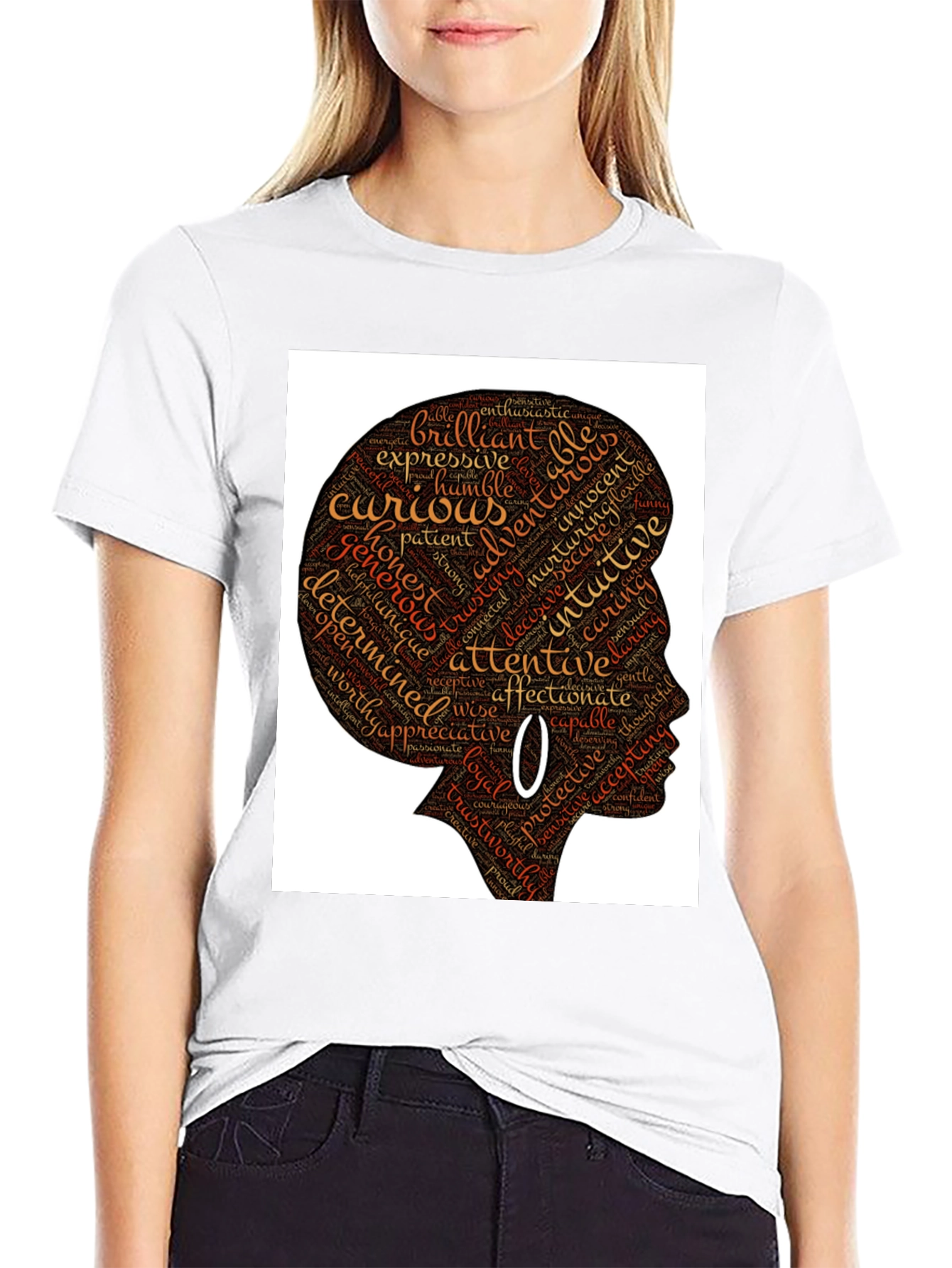 Black Empowered Woman Word Art T-Shirt view 9