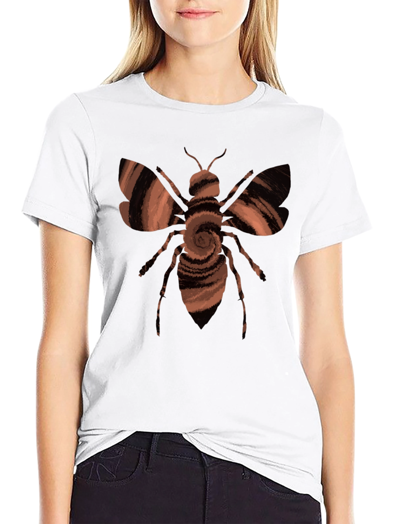 Black Swirl Bee Graphic T-Shirt view 9