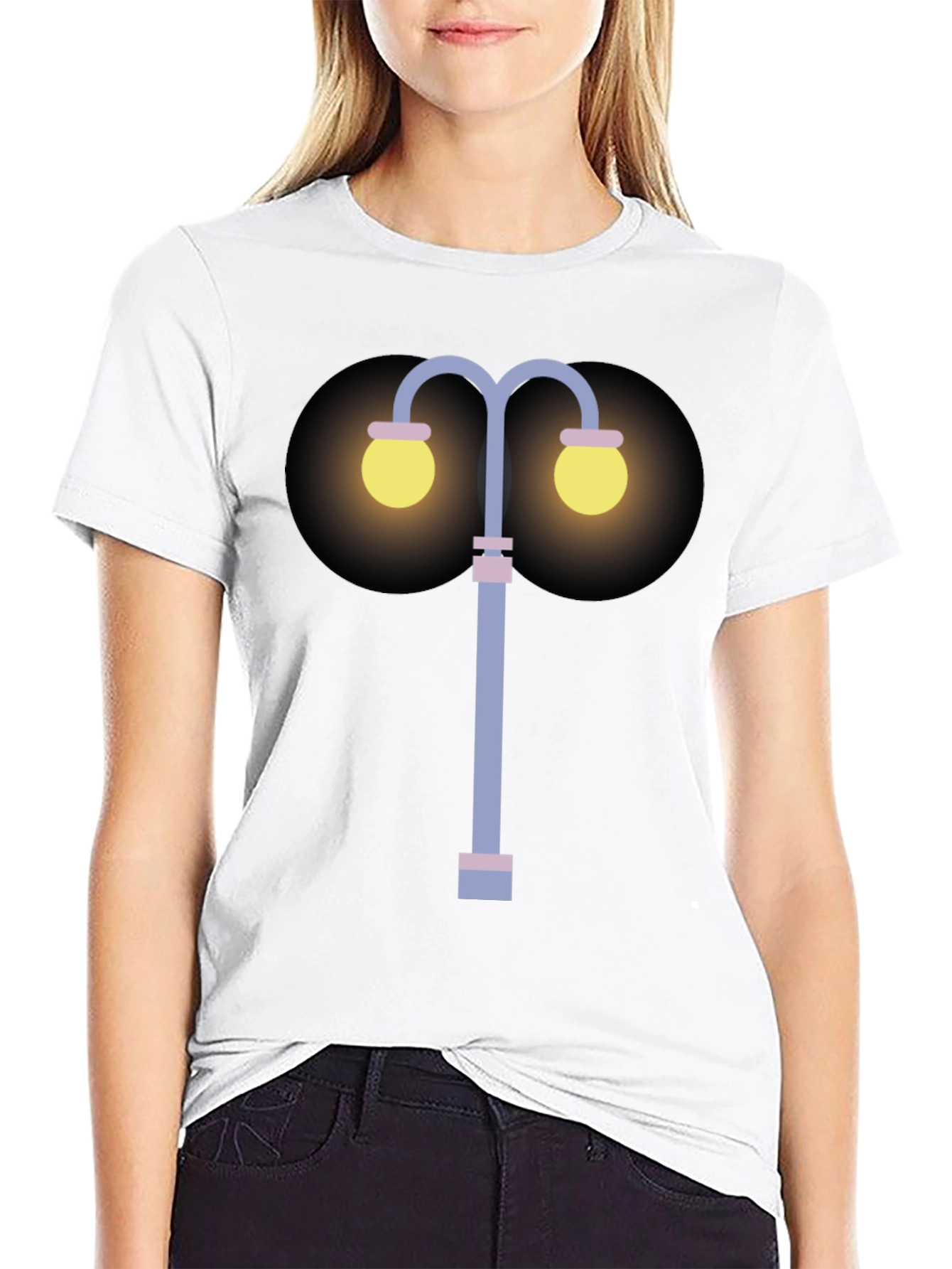 Black Novelty Street Lamp Graphic Tee view 9
