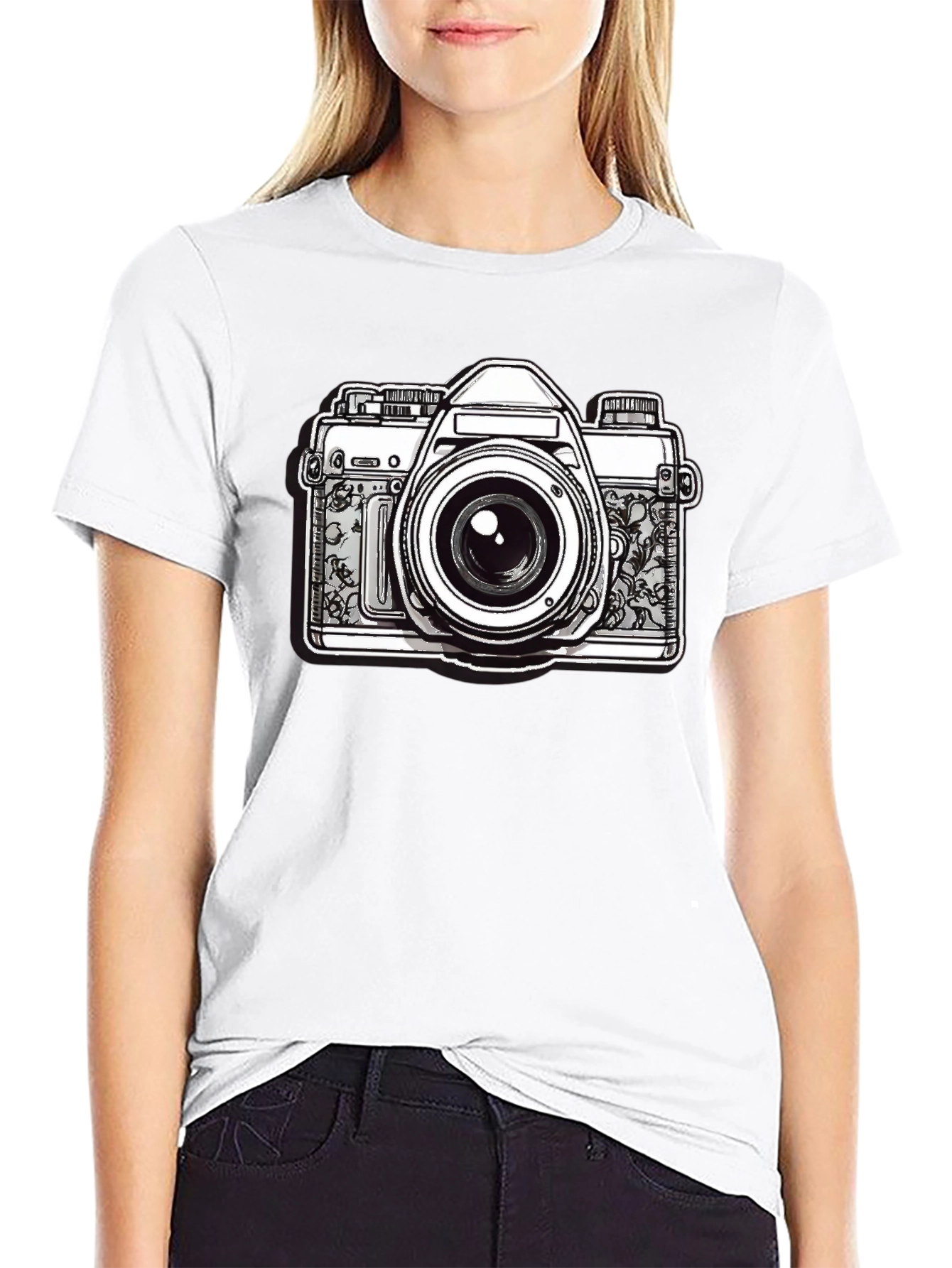 Black Vintage Camera Graphic T-Shirt - Black view 9
