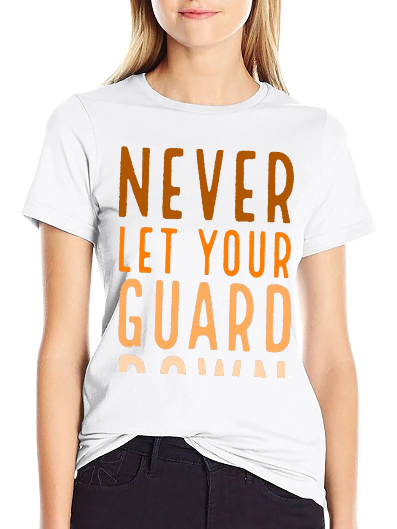Black Never Let Your Guard Down Black Graphic Tee view 9