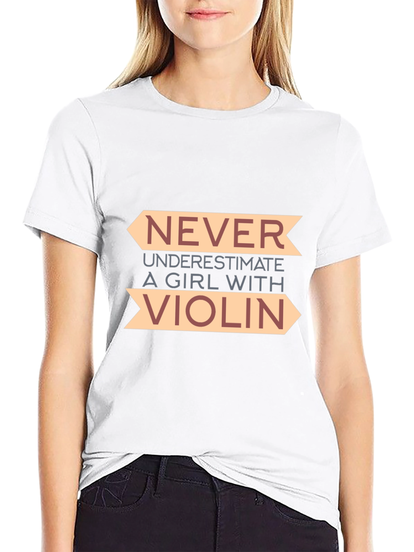 Black Never Underestimate a Girl with Violin T-Shirt view 9