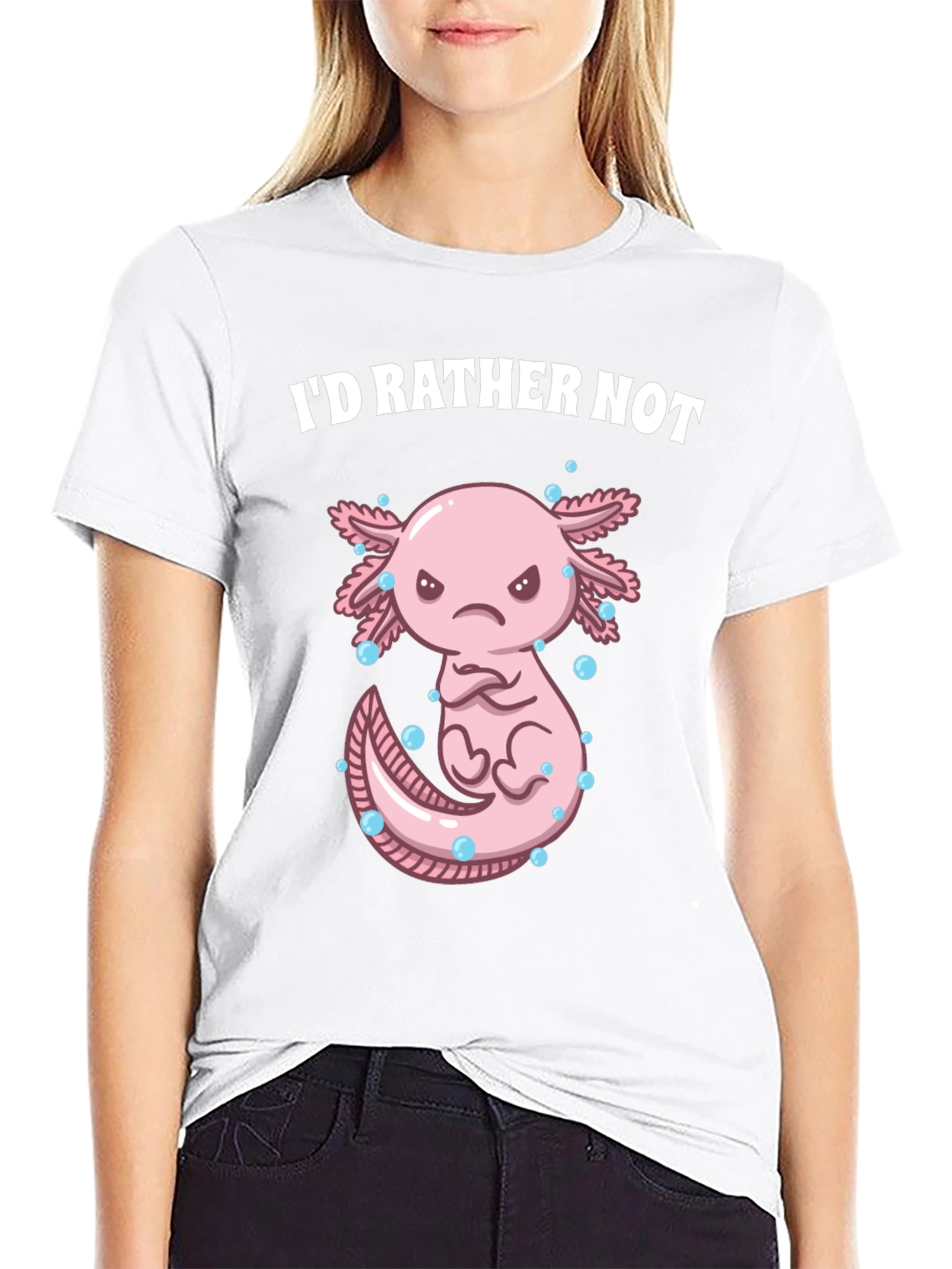 Black I'd Rather Not Axolotl T-Shirt view 9