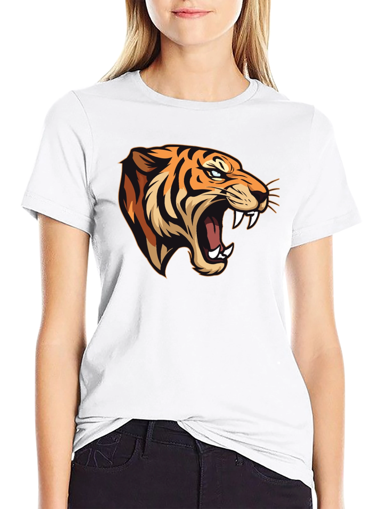 Black Fierce Tiger Graphic Tee - Men's Black T-Shirt view 9