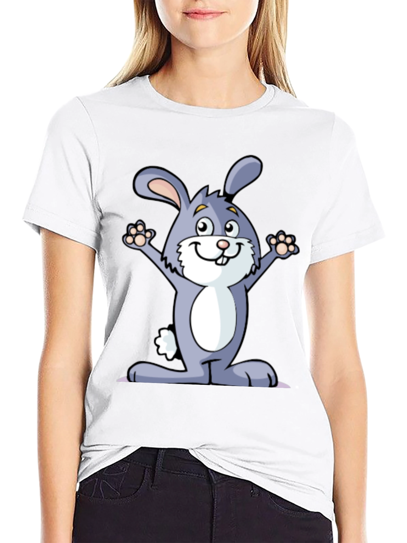 Black Funny Rabbit Graphic Tee - Black Cotton T-Shirt view 9