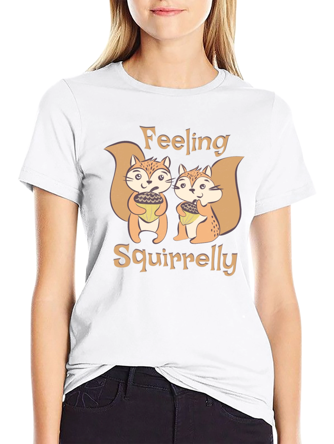Black Feeling Squirrelly Graphic T-Shirt - Fun Novelty Tee view 9