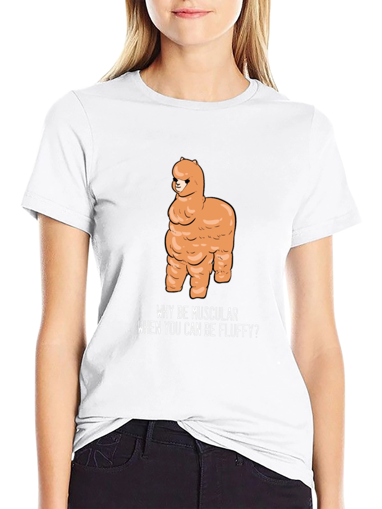 Black Fluffy Alpaca T-Shirt - Why Be Muscular? view 9